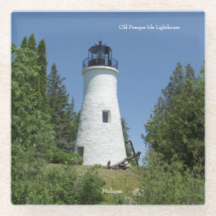 Old Presque Isle Lighthouse glass coaster