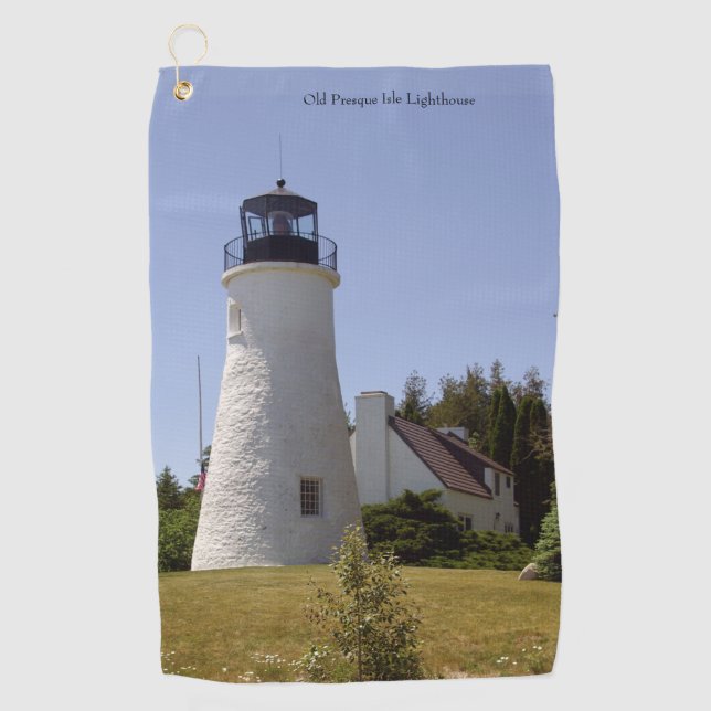 Old Presque Isle Lighthouse golf towel (Front)