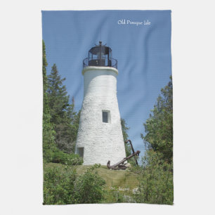 Old Presque Isle Lighthouse kitchen towel