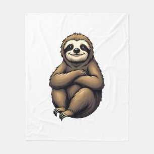 Old Print Sloth Art Vintage Graphic 2 Fleece Blanket