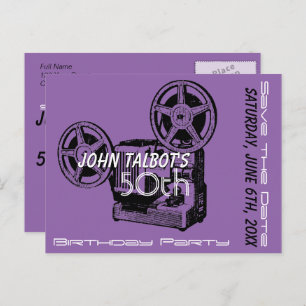 Old Projector 50th birthday Party Save the Date Announcement Postcard
