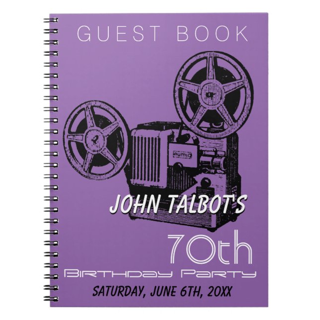 Old Projector 70th birthday Party GuestBook Notebook (Front)