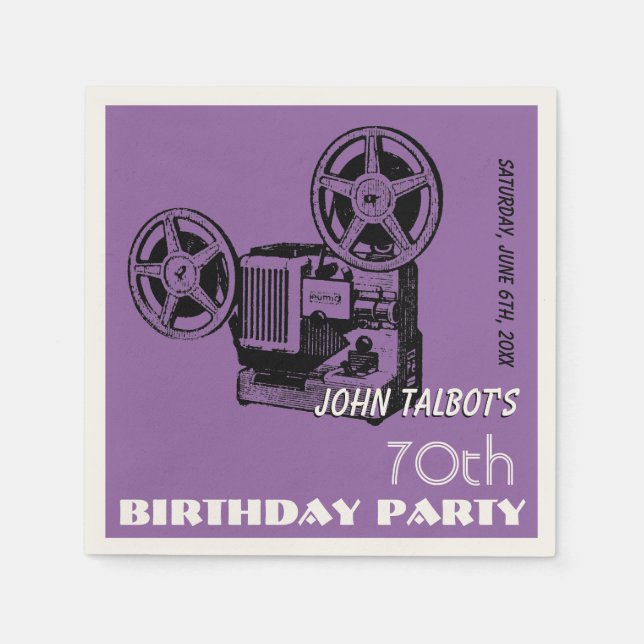 Old Projector 70th birthday Party Paper Napkin (Front)