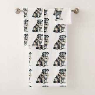 Old Pug Bath Towel Set