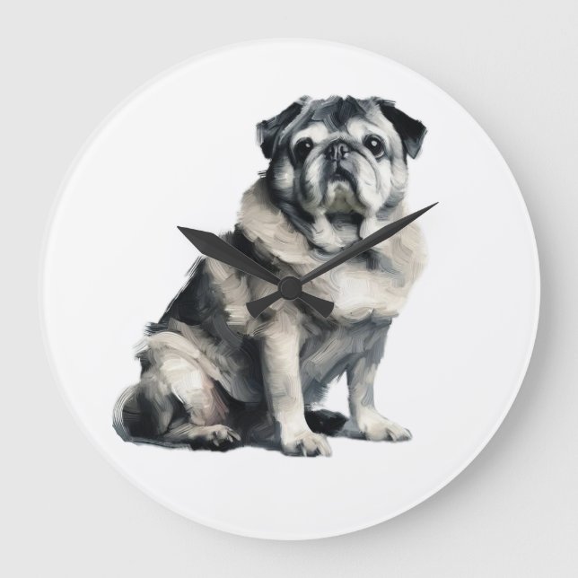 Old Pug Large Clock (Front)