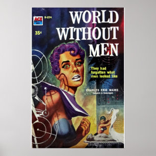 Old pulp book World WIthout Men Poster