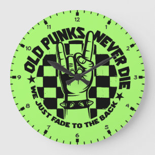 Old PUNKS Never Die Punk Rock Music Legend Custom Large Clock