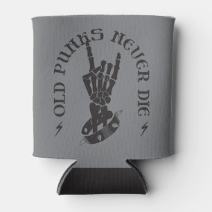 Old Punks Never Die Skeleton Rock On Gothic Can Cooler