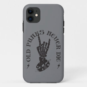 Old Punks Never Die Skeleton Rock On Gothic iPhone 11 Case
