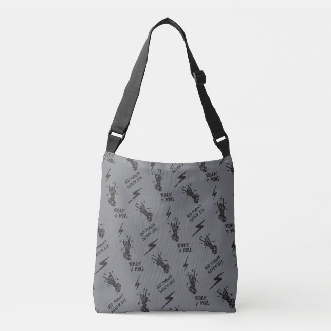 Old Punks Never Die Skeleton Rock On Gothic  Crossbody Bag (Front)