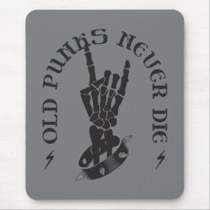 Old Punks Never Die Skeleton Rock On Gothic Mouse Pad