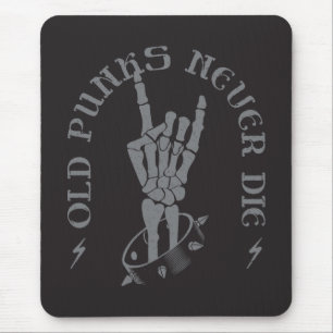 Old Punks Never Die Skeleton Rock On Gothic Mouse Pad