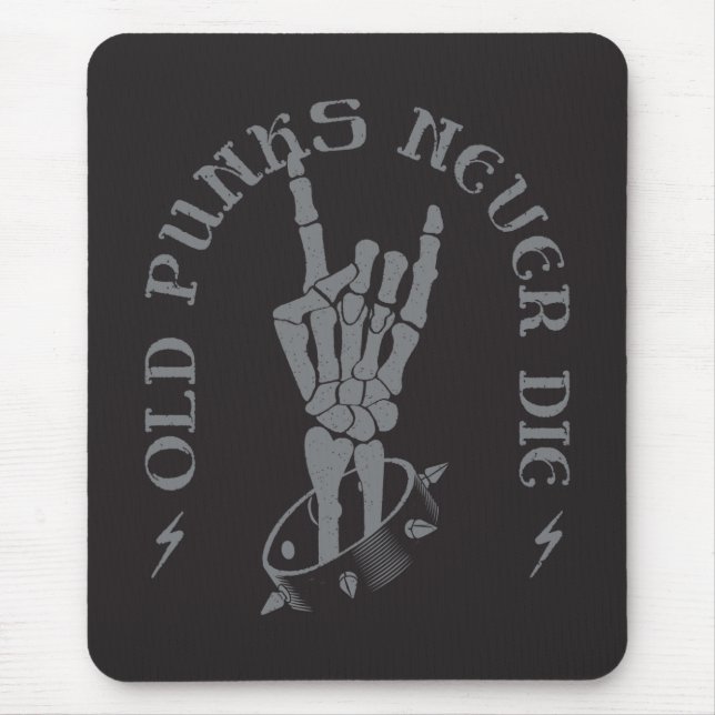 Old Punks Never Die Skeleton Rock On Gothic  Mouse Pad (Front)