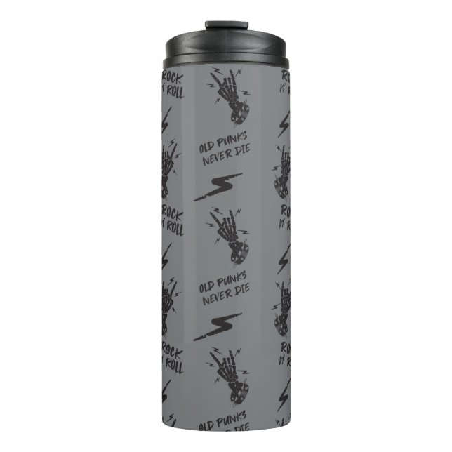 Old Punks Never Die Skeleton Rock On Gothic  Thermal Tumbler (Front)