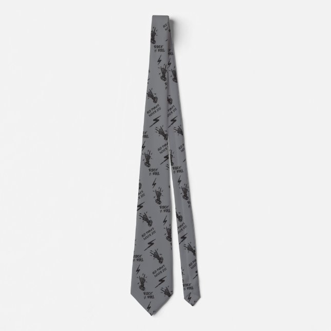 Old Punks Never Die Skeleton Rock On Gothic  Tie (Front)