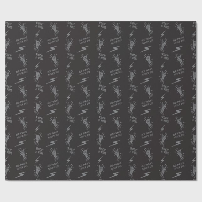 Old Punks Never Die Skeleton Rock On Gothic  Wrapping Paper (Flat)