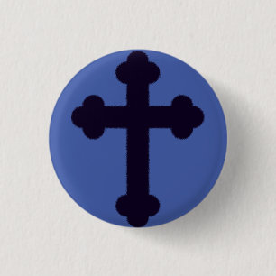 Old purple christian cross 3 cm round badge
