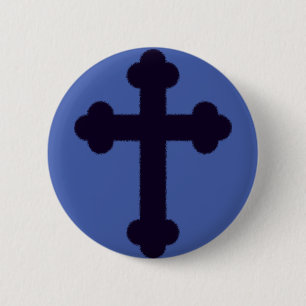 Old purple christian cross 6 cm round badge