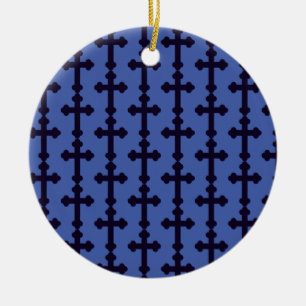 Old purple christian cross ceramic ornament