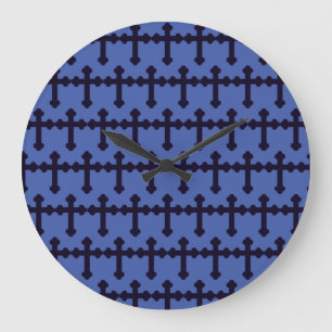 Old purple christian cross large clock