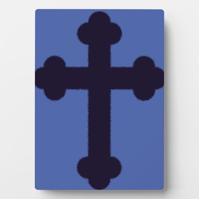 Old purple christian cross plaque (Front)