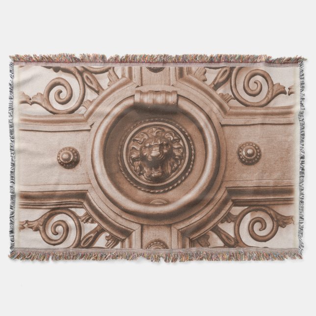 Old Quarter Barcelona Lion Door Knocker Blanket (Front)