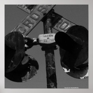 Old railroad crossing signal poster