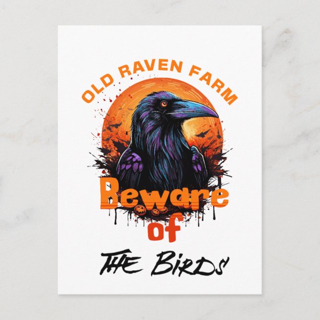 Old Raven Spooky Halloween Postcard (Front)