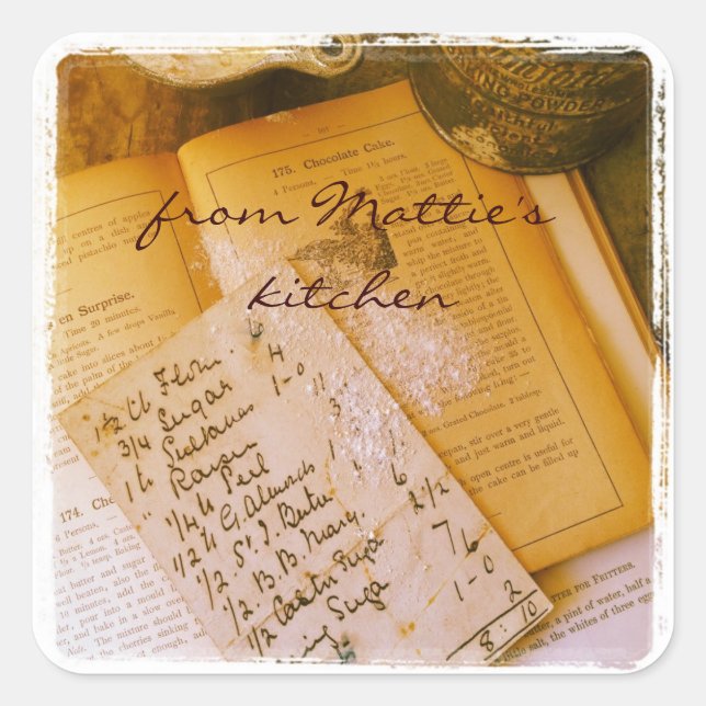 old recipes square stickers (Front)