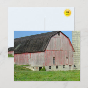 Old Red Barn and Silo Postcard