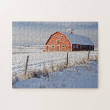 Old Red Barn in Winter Wonderland