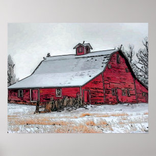 Old Red Barn Poster