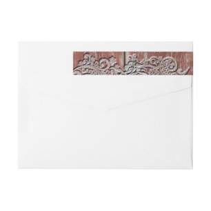 Old Red Barn Wood Silver Snow Personalised Wrap Around Label