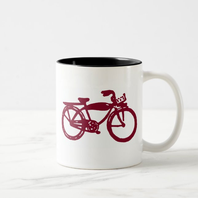 Old red bike design Two-Tone coffee mug (Right)