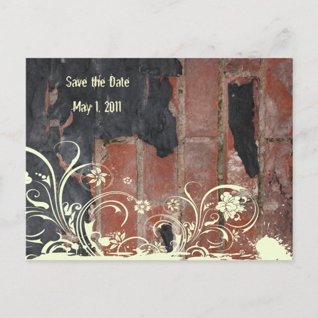 Old Red Brick Save the Date Announcement Postcard (Front)