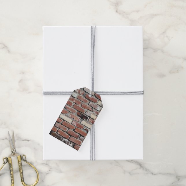 Old red brick wall gift tags (With Twine)