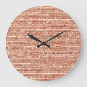 Old red brick wall texture. large clock