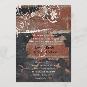 Old Red Brick Wedding Invitation