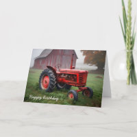 Old Red Farm Tractor for Birthday