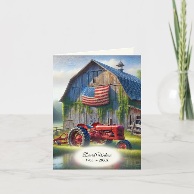 Old Red Farm Tractor Funeral Program (Front)