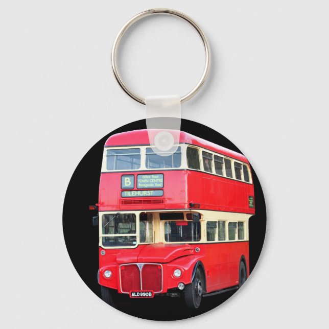 Old red London bus from around 1950 Key Ring (Front)