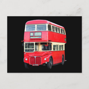 Old red London bus from around 1950 Postcard