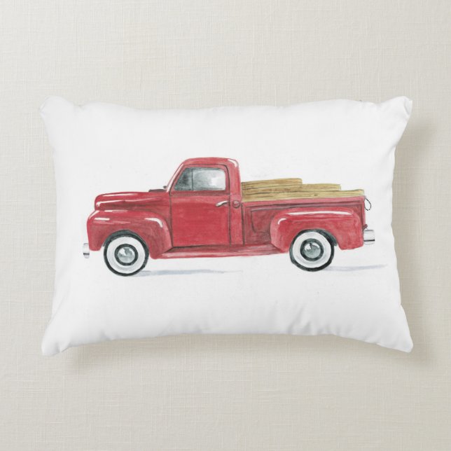 Old Red Pick Up Decorative Cushion (Front)