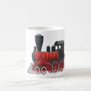 Old red steam locomotive coffee mug