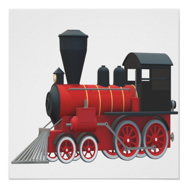 Old red steam locomotive poster (Front)