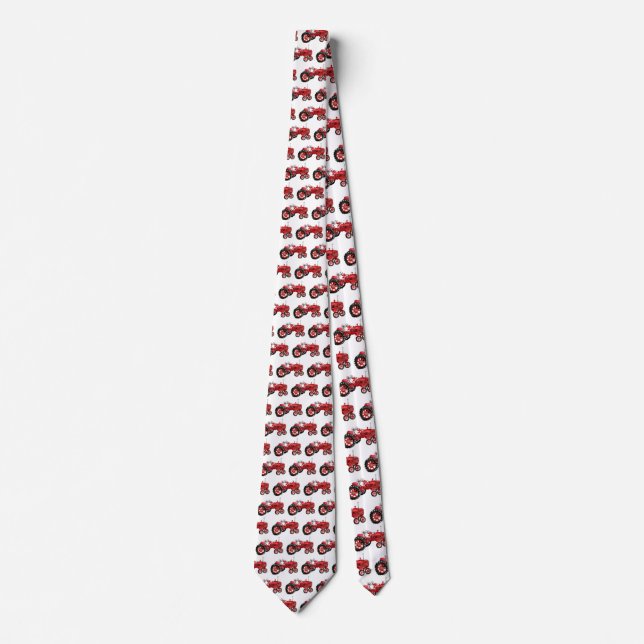 Old red tractor drawing tie (Front)