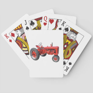 Old Red Tractor Playing Cards