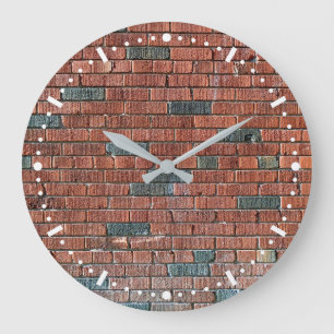 Old Reddish/Brownish Brick Wall Large Clock
