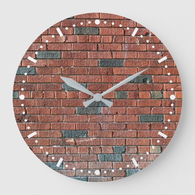Old Reddish/Brownish Brick Wall Large Clock (Front)