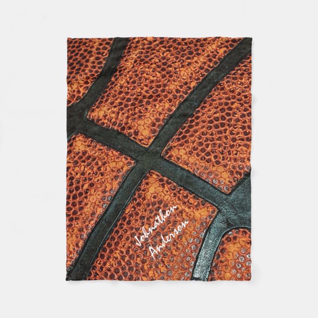 Old Retro Basketball Pattern With Autographed Name Fleece Blanket (Front)